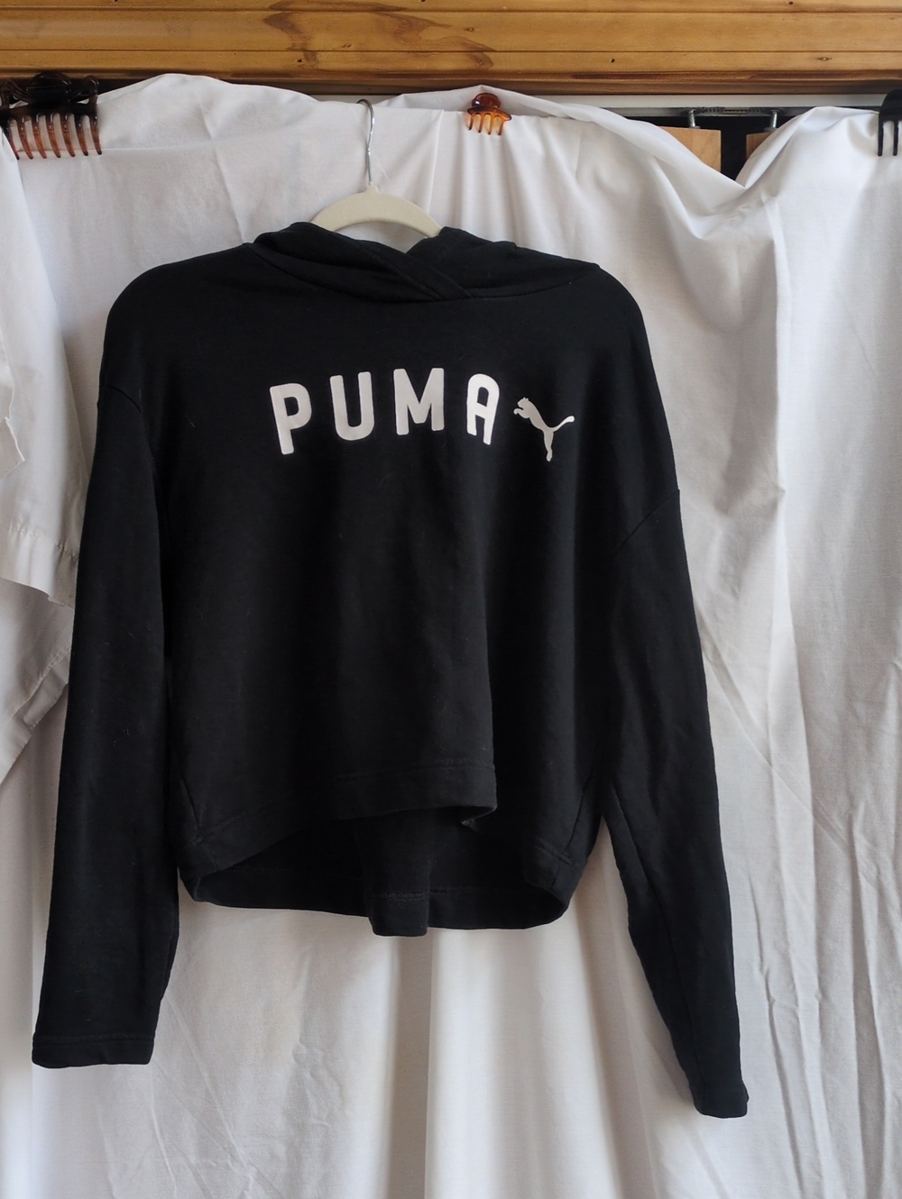Puma Black Pullover Hoodie with White Logo